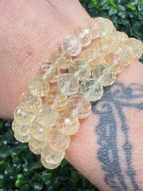 9mm Faceted Citrine Beaded Bracelet